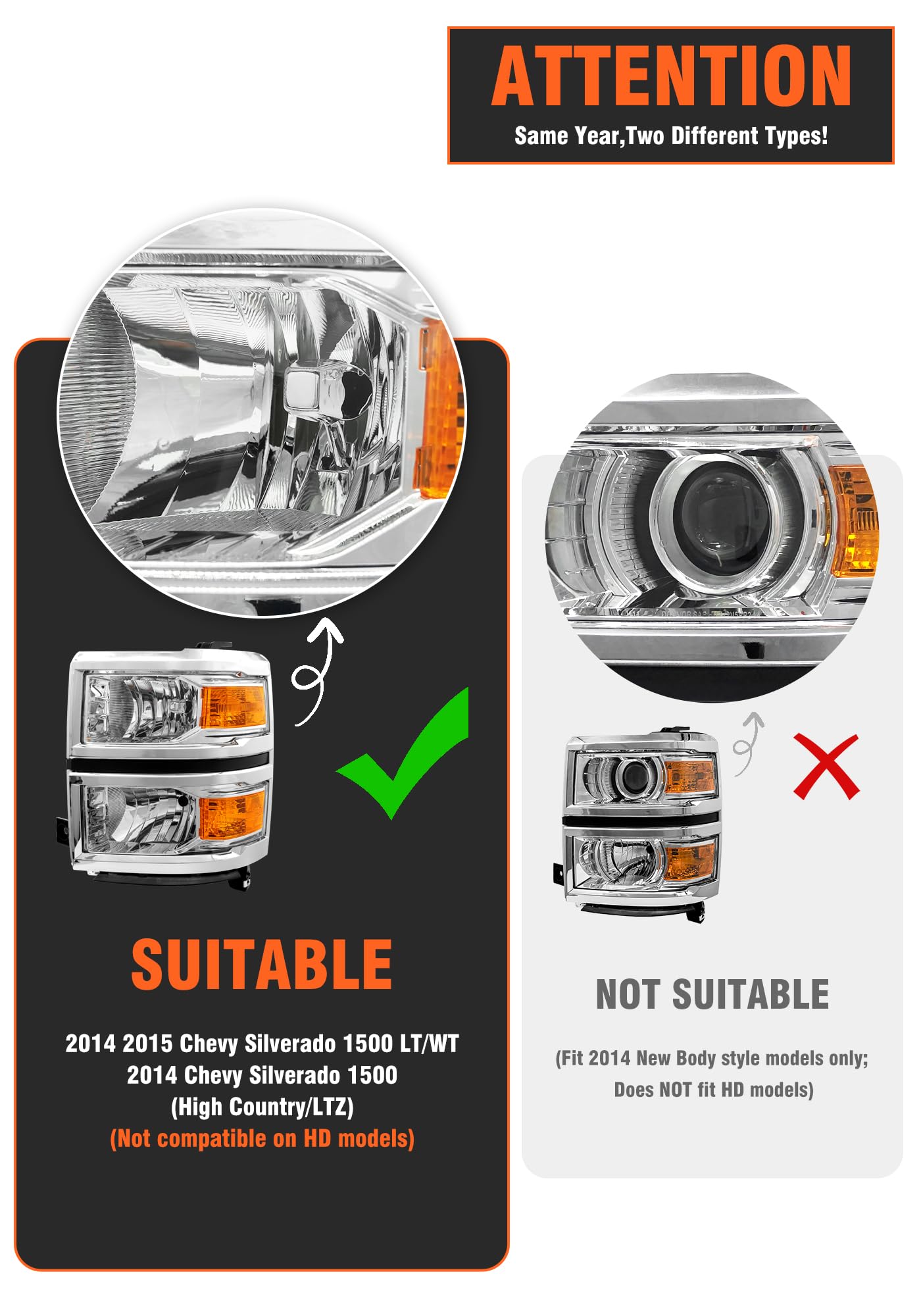 AXLAHA driver side headlight close-up highlighting lens clarity and fit