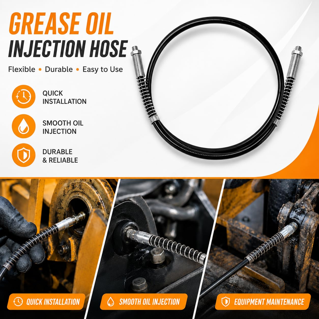 Axyuada hose attached to grease gun in use for controlled lubrication