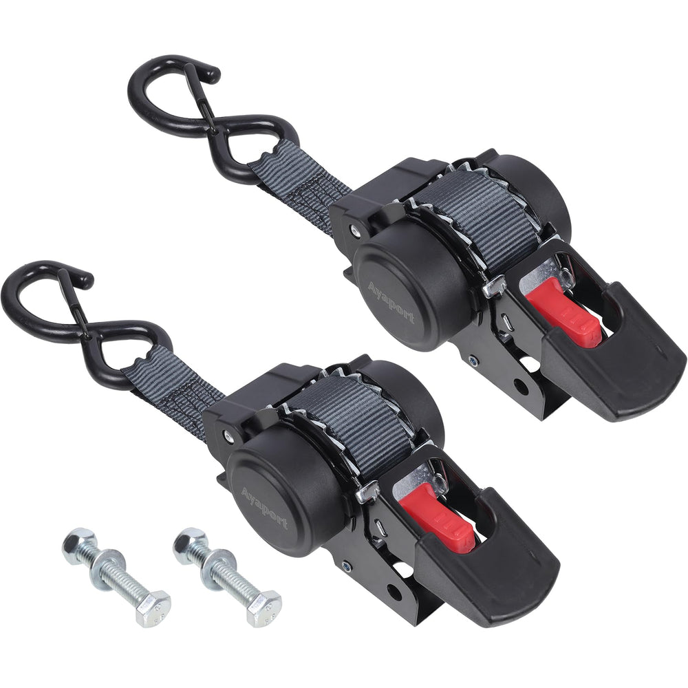 Ayaport front view of assembled retractable straps showing compact housing and neat storage benefit