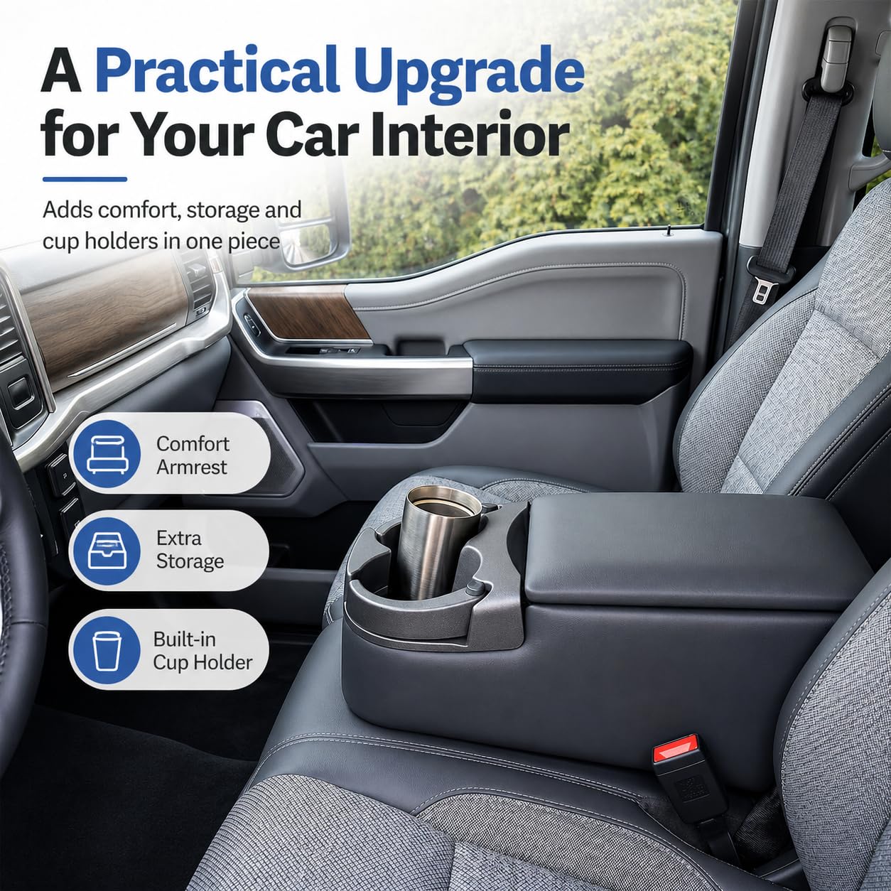 AZIFOK console installed in pickup truck interior improving cabin organization