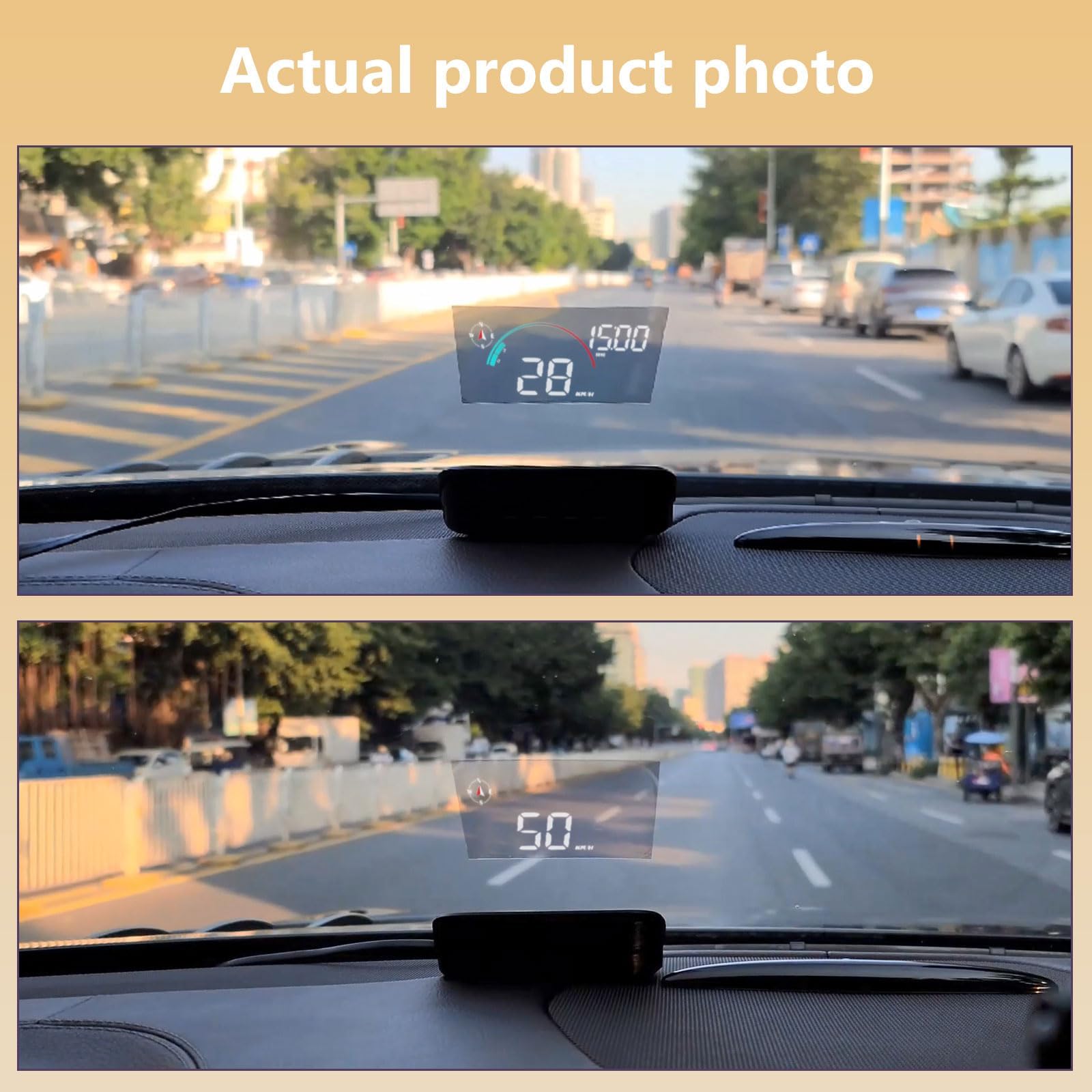 AZIJYV display while driving at night illustrating high-contrast readability