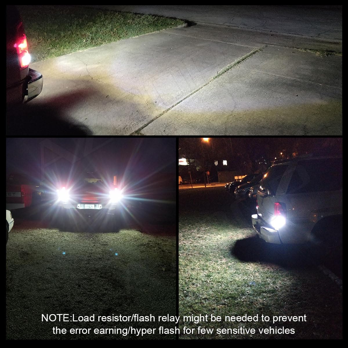 AZQOP nighttime backup beam on pavement showing clearer visibility and contrast
