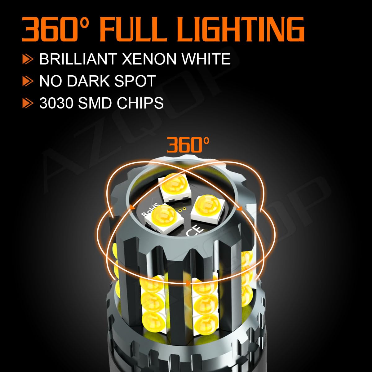 AZQOP size comparison with stock bulb showing correct 3157 fit and plug-and-play benefit