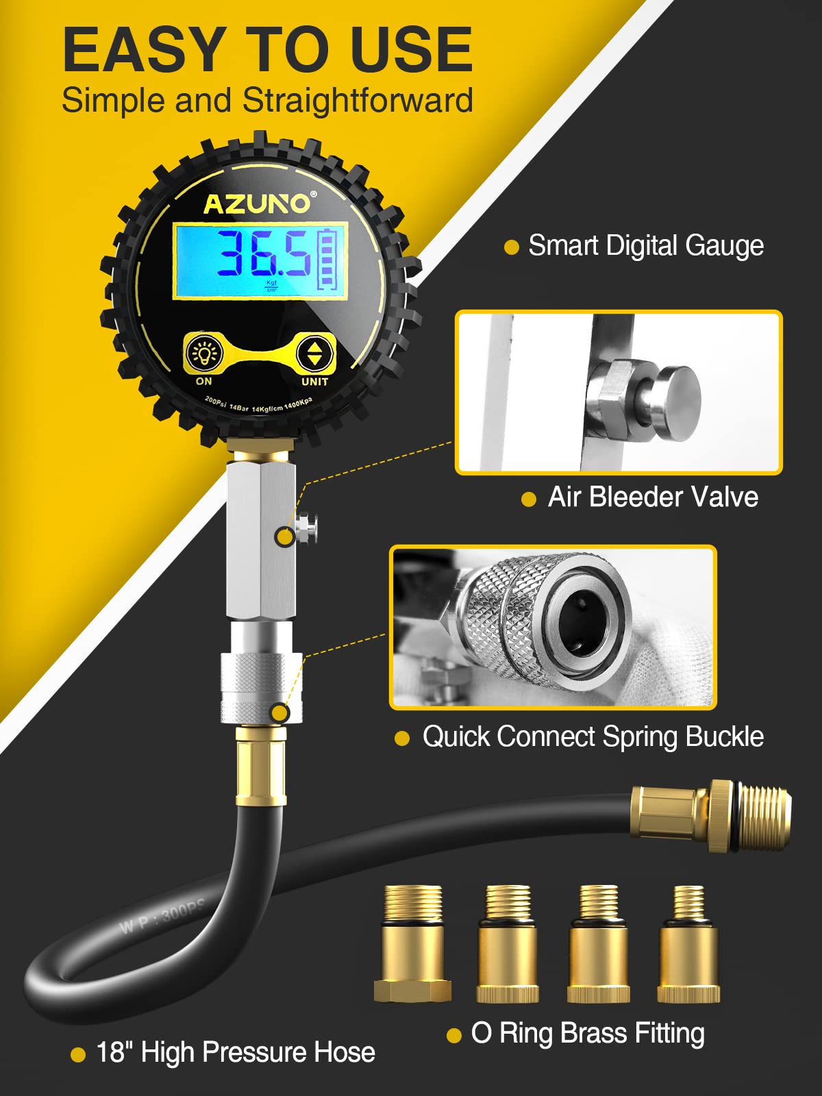 AZUNO hose and quick coupler close-up for secure leak-free attachment