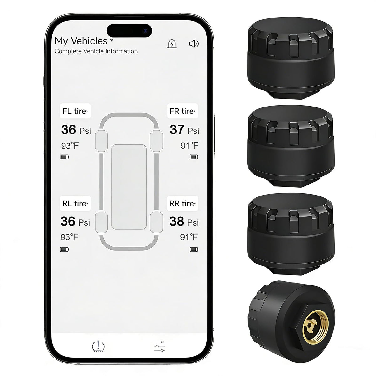 B-Qtech front packaging showing TPMS kit and benefits