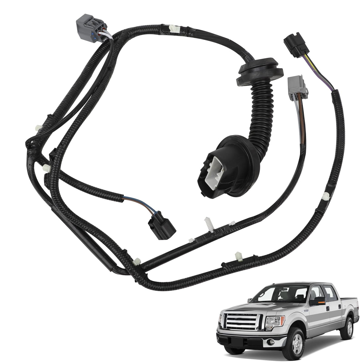B.ZSSY front view of rear left harness showing fitment and easy replacement benefit
