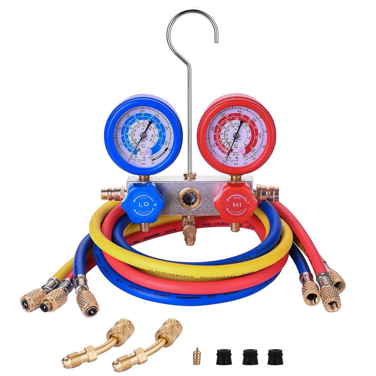 BACOENG manifold front view showing gauges and valves for quick diagnosis