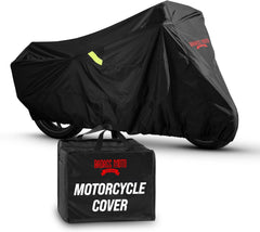 Badass Moto front view showing full cover protecting motorcycle for reliable all-weather protection