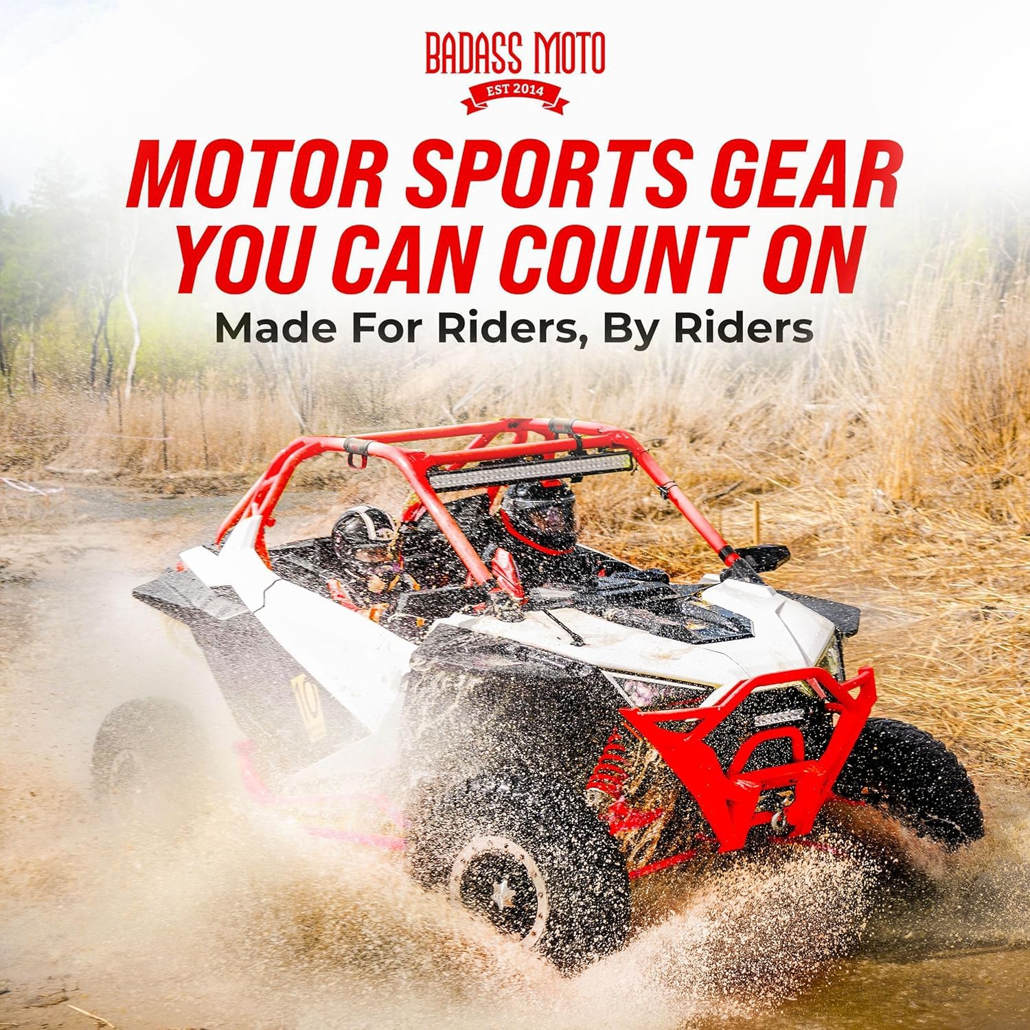 Badass Moto lifestyle trail shot with passengers gripping handles for improved stability