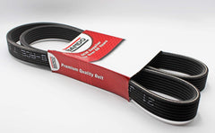 Bando USA belt installed on engine tensioner demonstrating correct fitment
