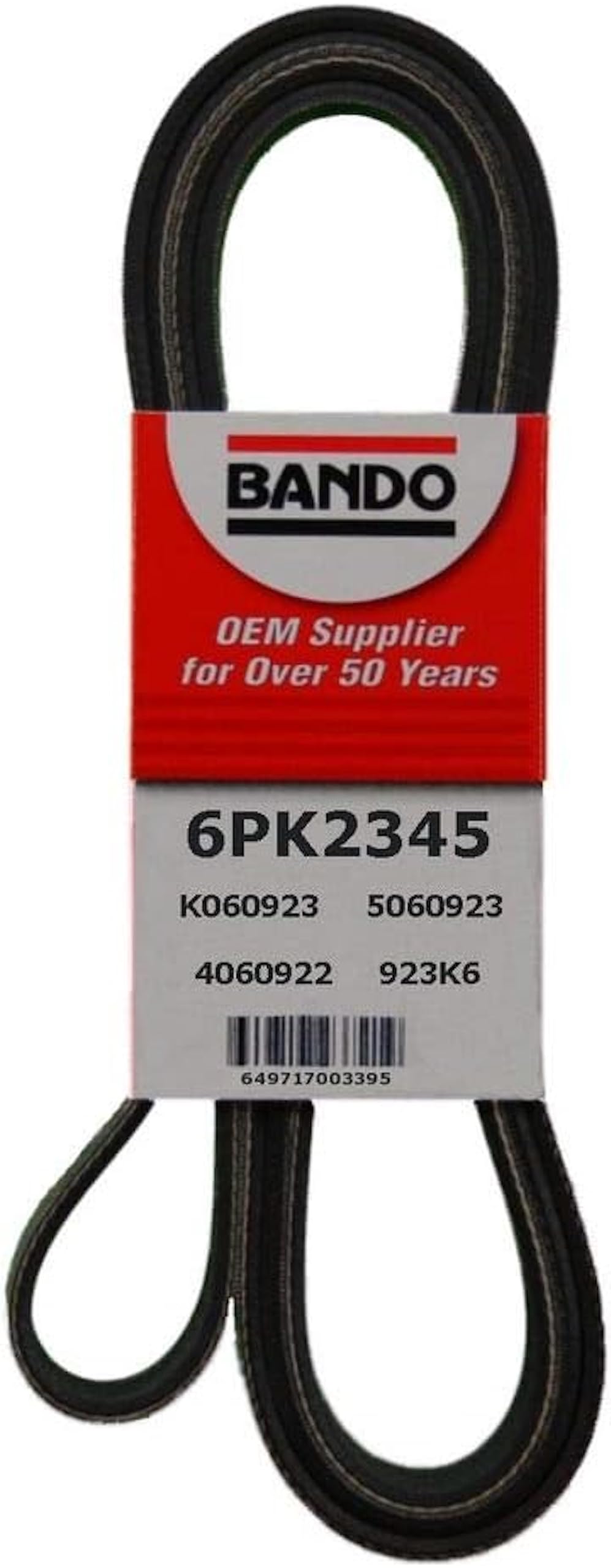 Bando USA 6PK2345 front view showing belt shape and OEM fit benefit