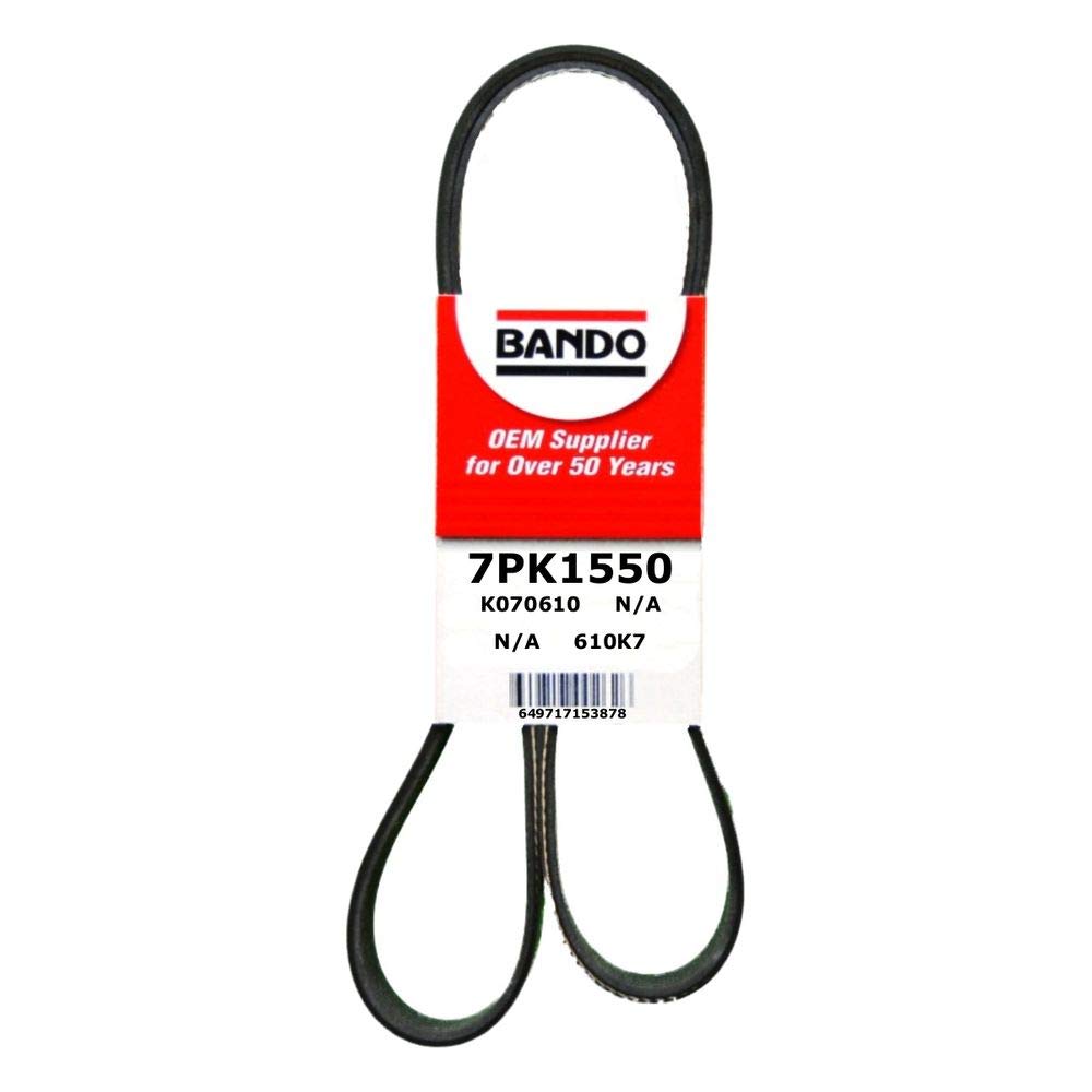 Bando USA 7PK1550 front view showing belt length and OEM fit benefits