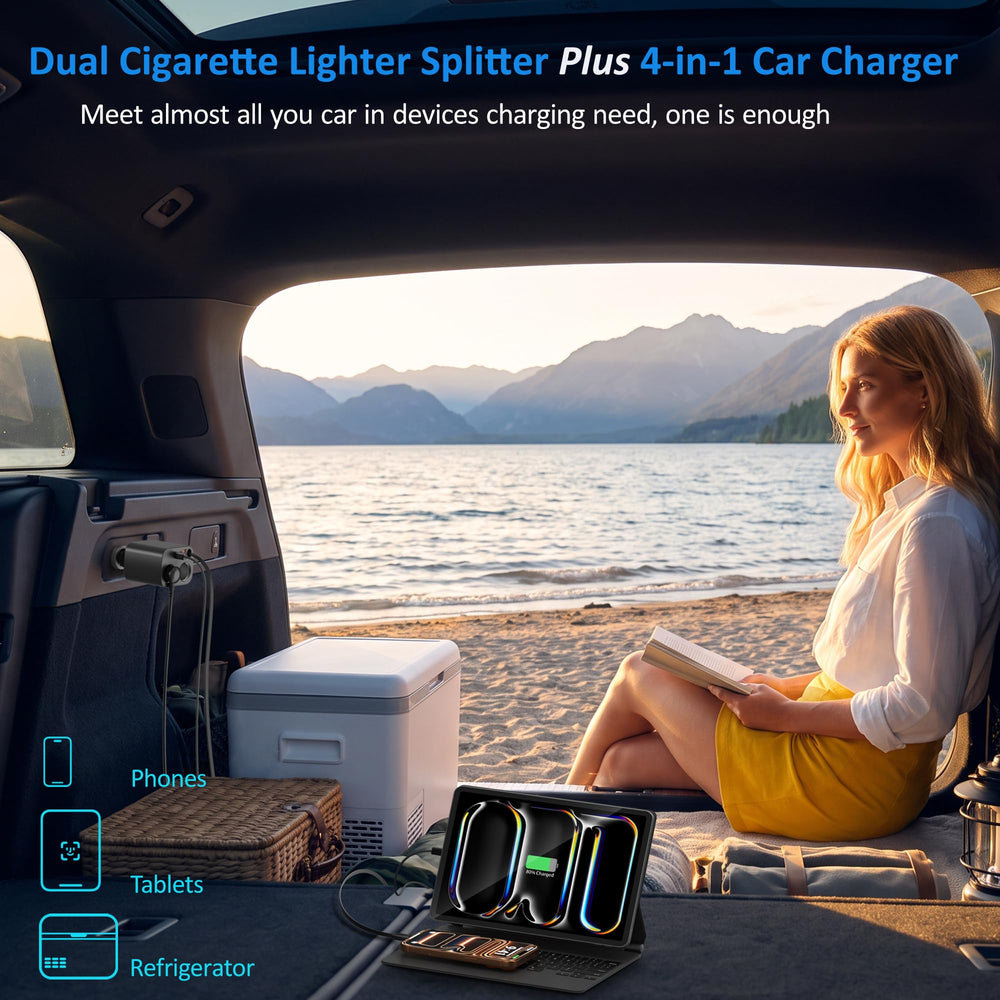 Bangfun plugged into dashboard powering dash cam and phone simultaneously