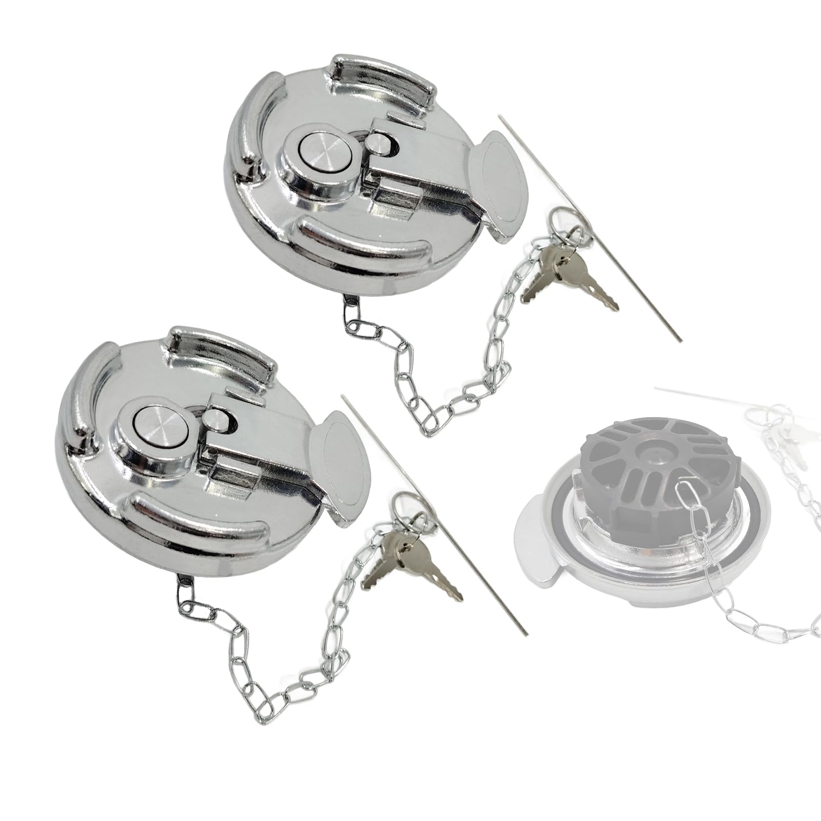 bansdans front view of aluminum locking fuel cap showing secure closure benefit