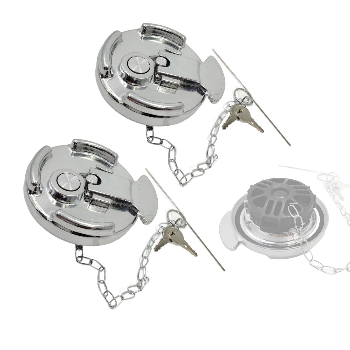 bansdans front view of aluminum locking fuel cap showing secure closure benefit