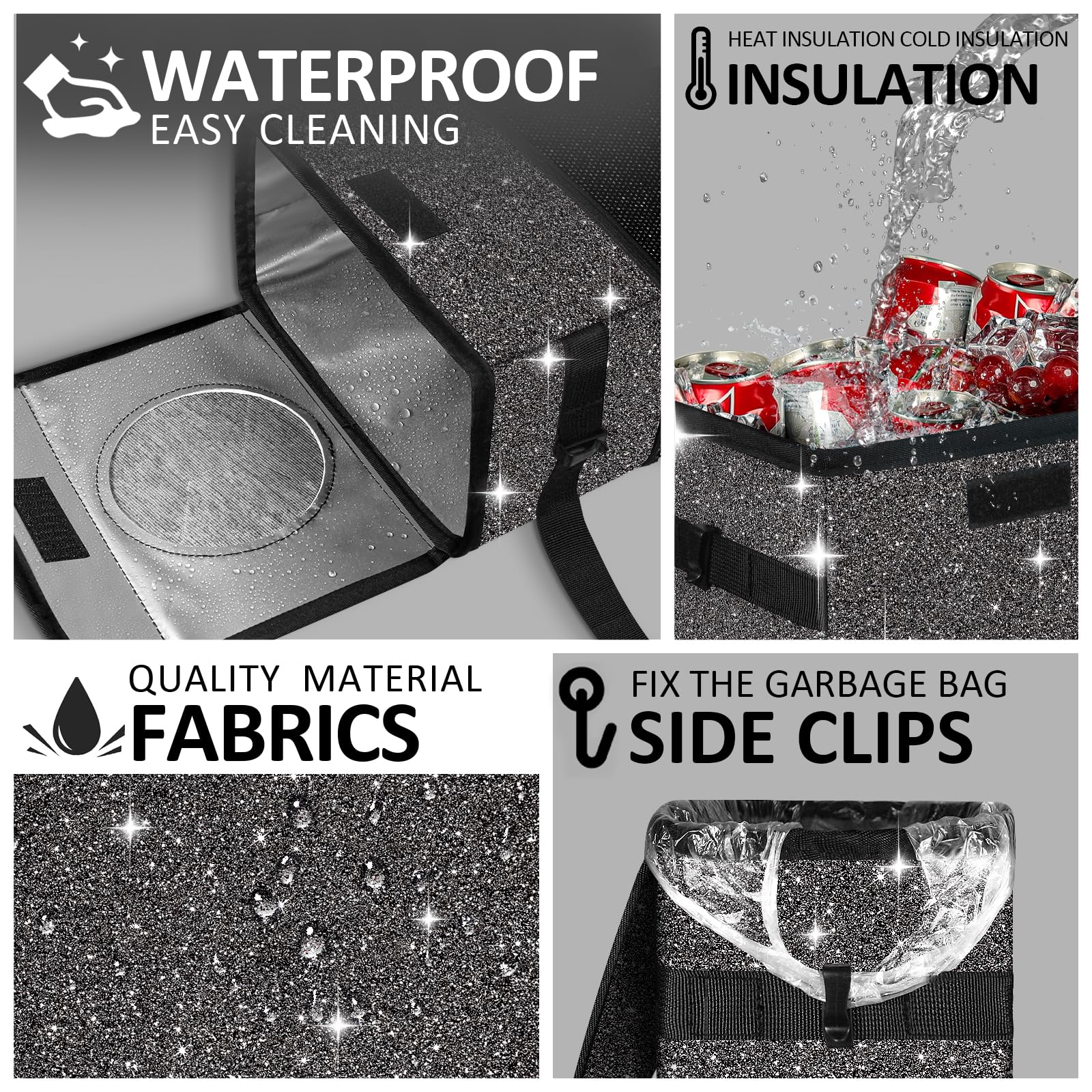 BAOGCOYO interior waterproof lining closeup showing wipe-clean surface and leak protection