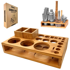 Barillio bamboo stand front view showing neat tool organization and stylish storage