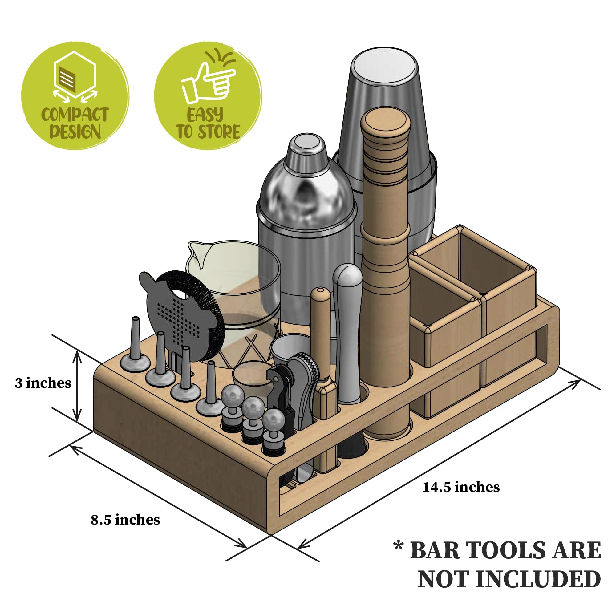 Barillio stand holding shaker and mixing glass for quick-access and tidy prep