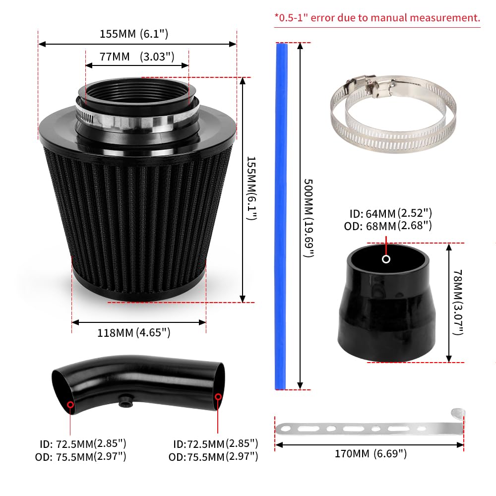 BARTOO high-flow air filter detail displaying filtration surface and airflow benefit