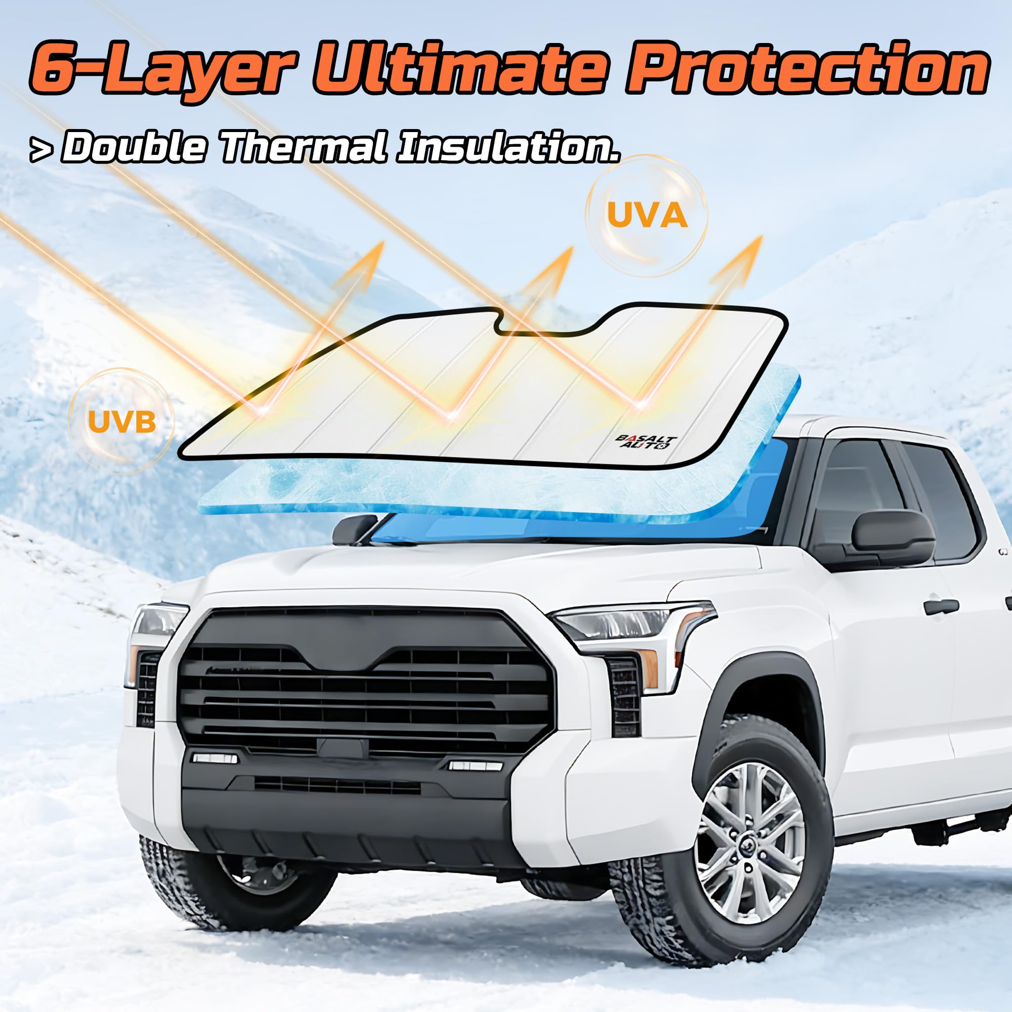 BasaltAuto accordion-fold folded with strap for compact storage benefit