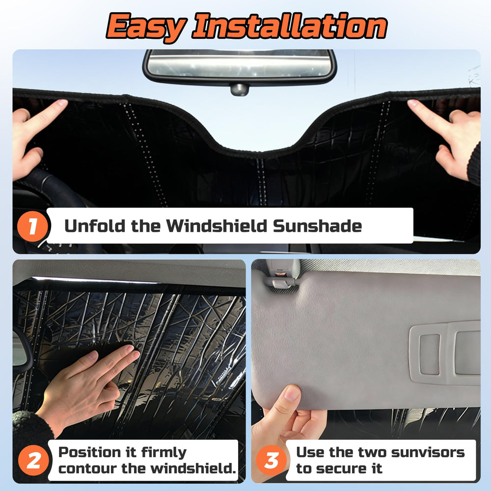 BasaltAuto hand holding folded shade showing compact size for easy storage