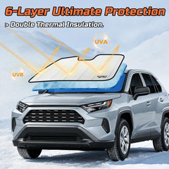 BasaltAuto folded shade secured with strap for compact storage convenience