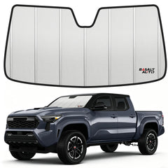 BasaltAuto front view of custom-fit shade on windshield showing full coverage