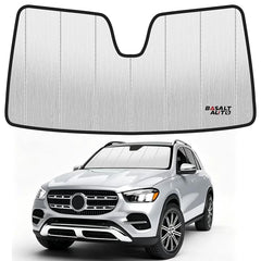 BasaltAuto front view installed on GLE windshield showing full coverage and cooling benefit