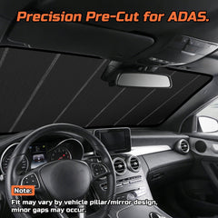 BasaltAuto installed on Corolla windshield showing full coverage and cooler cabin benefit