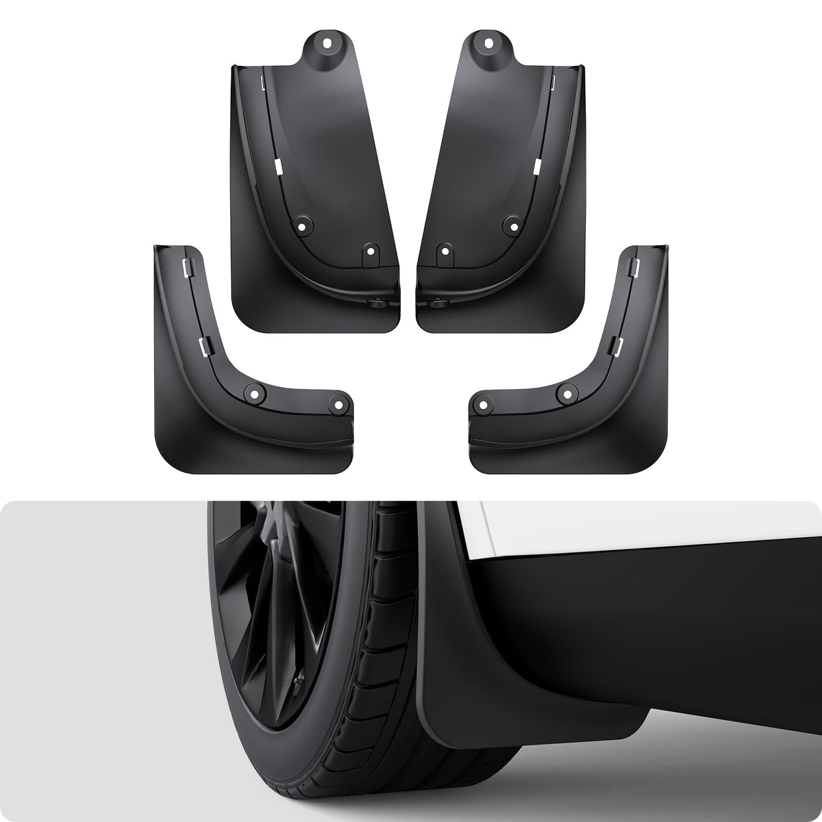 BASENOR front-left mounted on Model Y Juniper showing precise OEM fit and protection