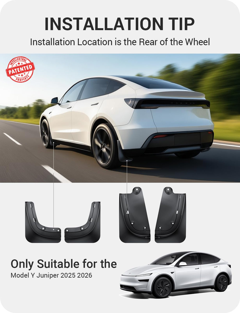 BASENOR front-right close-up on Model Y Juniper demonstrating secure attachment and neat finish