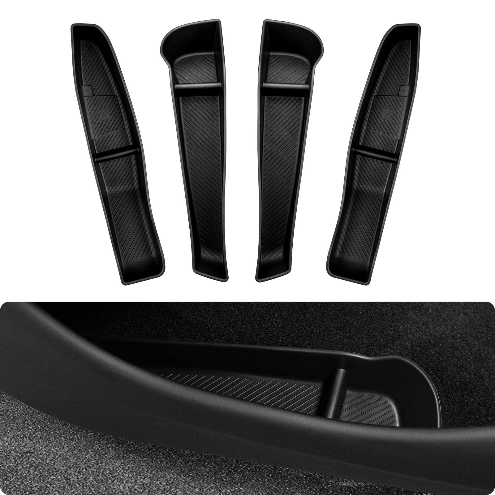 BASENOR front view installed in Model Y door, neat protection benefit