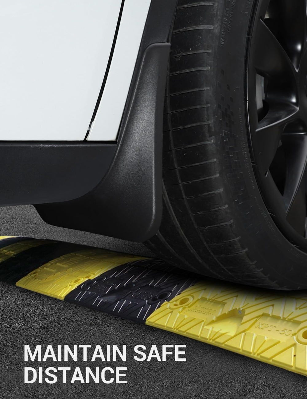 BASENOR mud flaps on Model Y driving through snow and mud for real-world protection