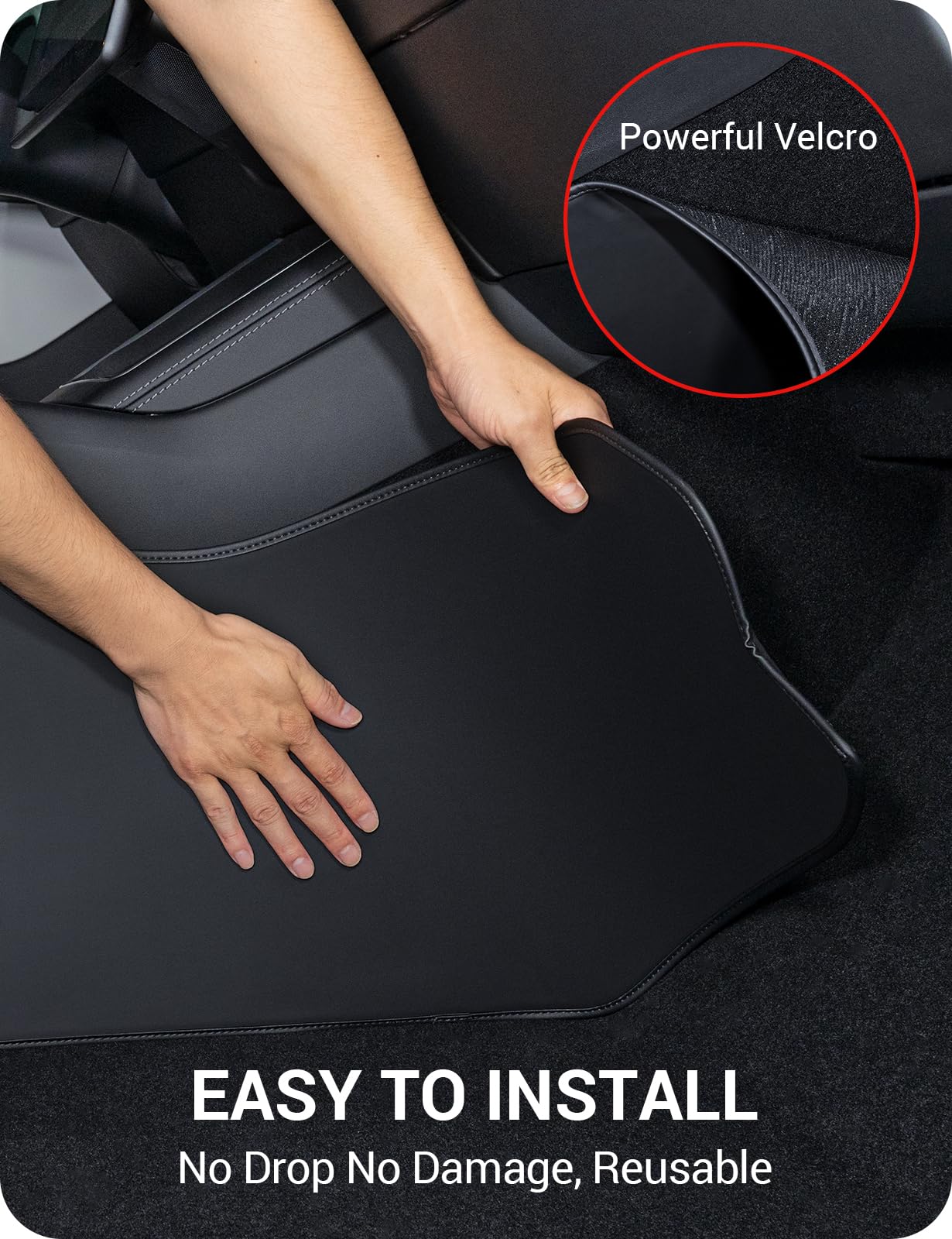 BASENOR repel pet hair on console side, showing quick removal and tidy interior