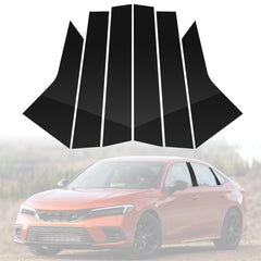 BASIKER front view of six-piece pillar trim showing packaged set and fitment benefit