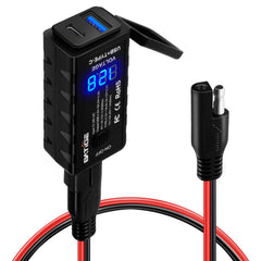 BATIGE front view showing dual USB ports and compact housing for reliable charging