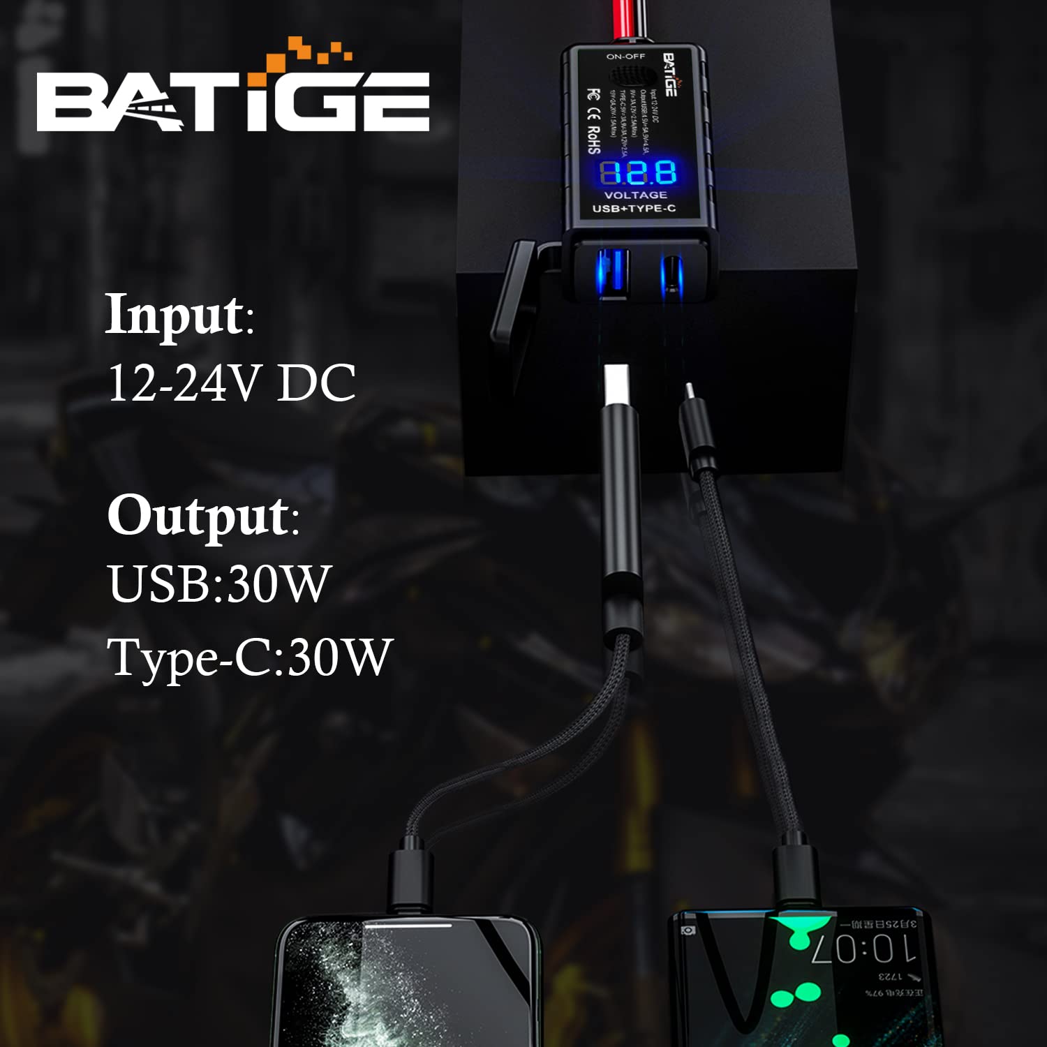 BATIGE SAE quick-release connector for secure, tool-free motorcycle power connection