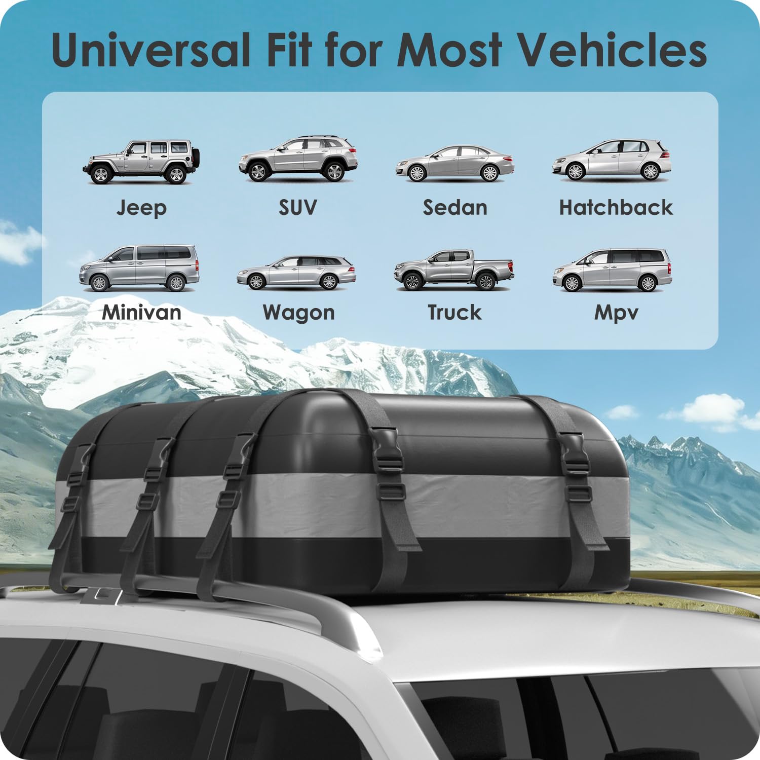 BATSUVCER rooftop bag loaded with suitcases on an SUV for extra storage