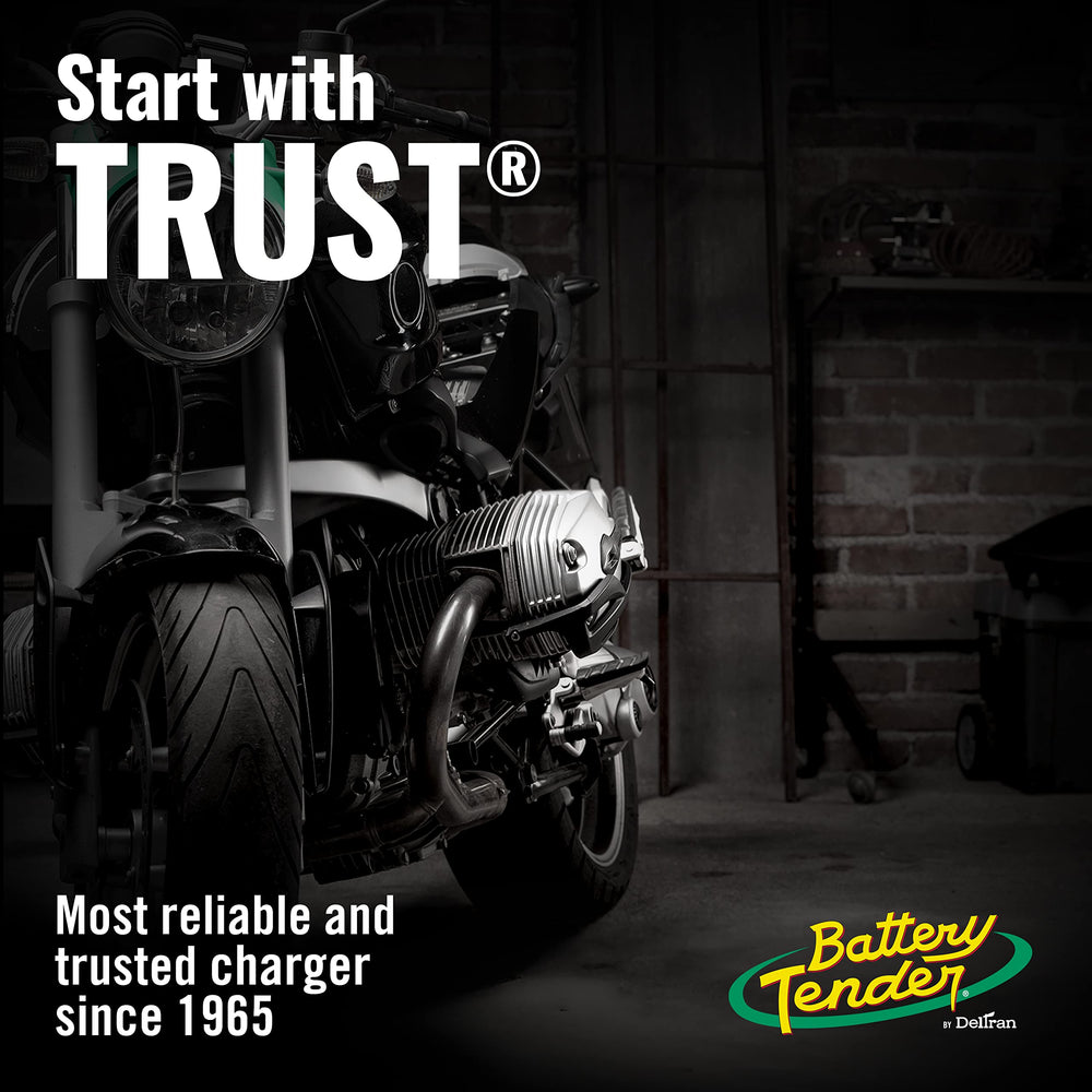 Battery Tender in a tool bag showing convenient storage and ready-to-use battery checks