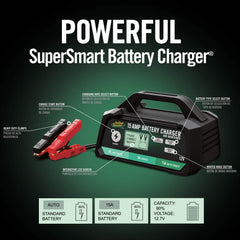 Battery Tender LCD close-up showing charge status and clear readout