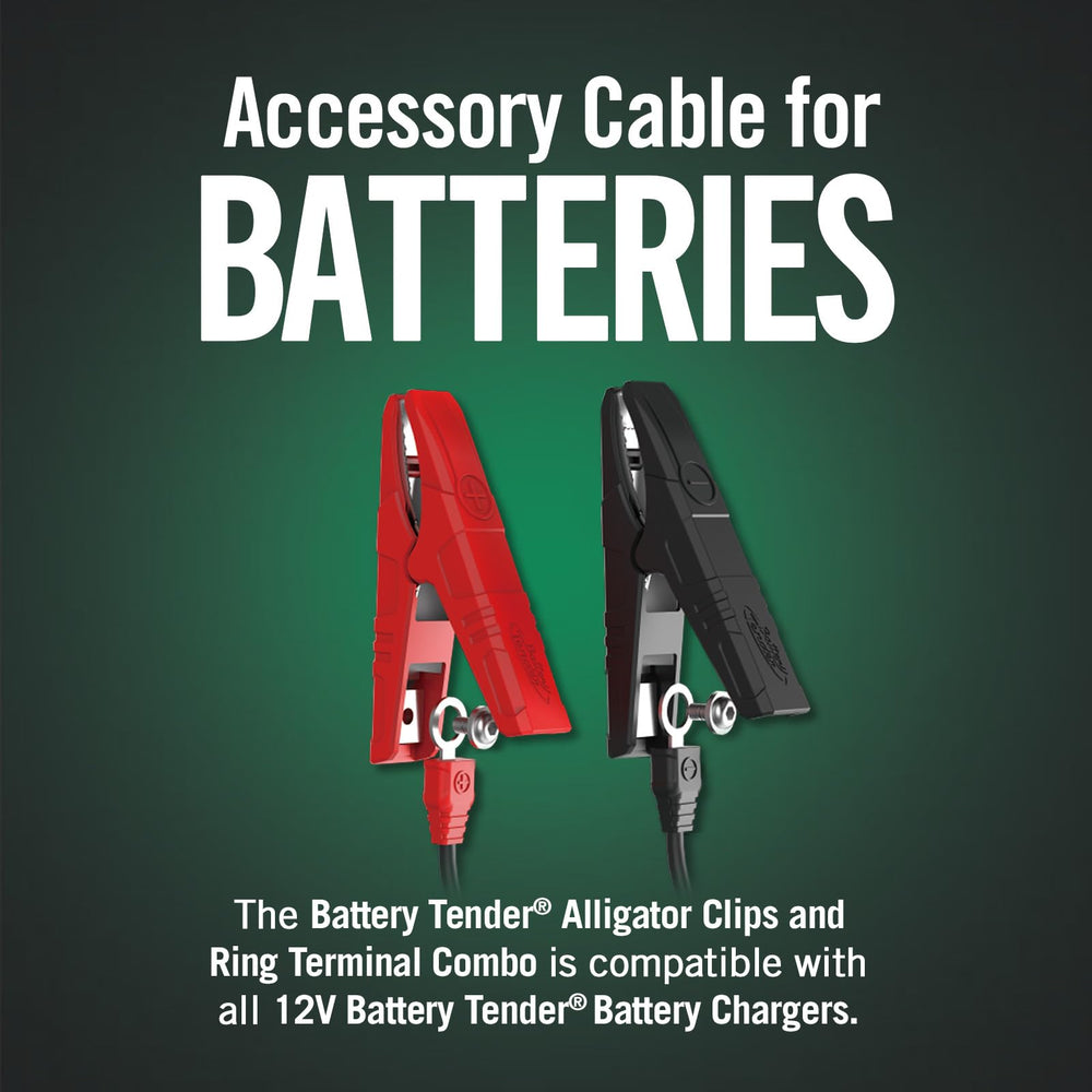 Battery Tender cable laid beside ruler showing 20-inch length for correct reach
