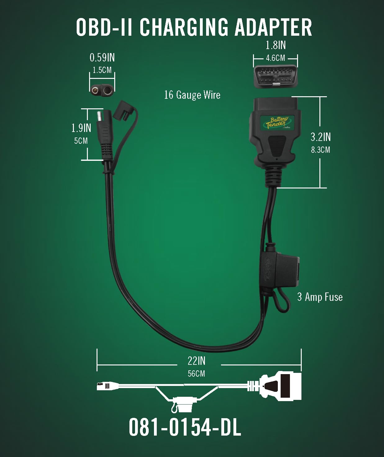 Battery Tender connector label and markings showing compatibility and safety info