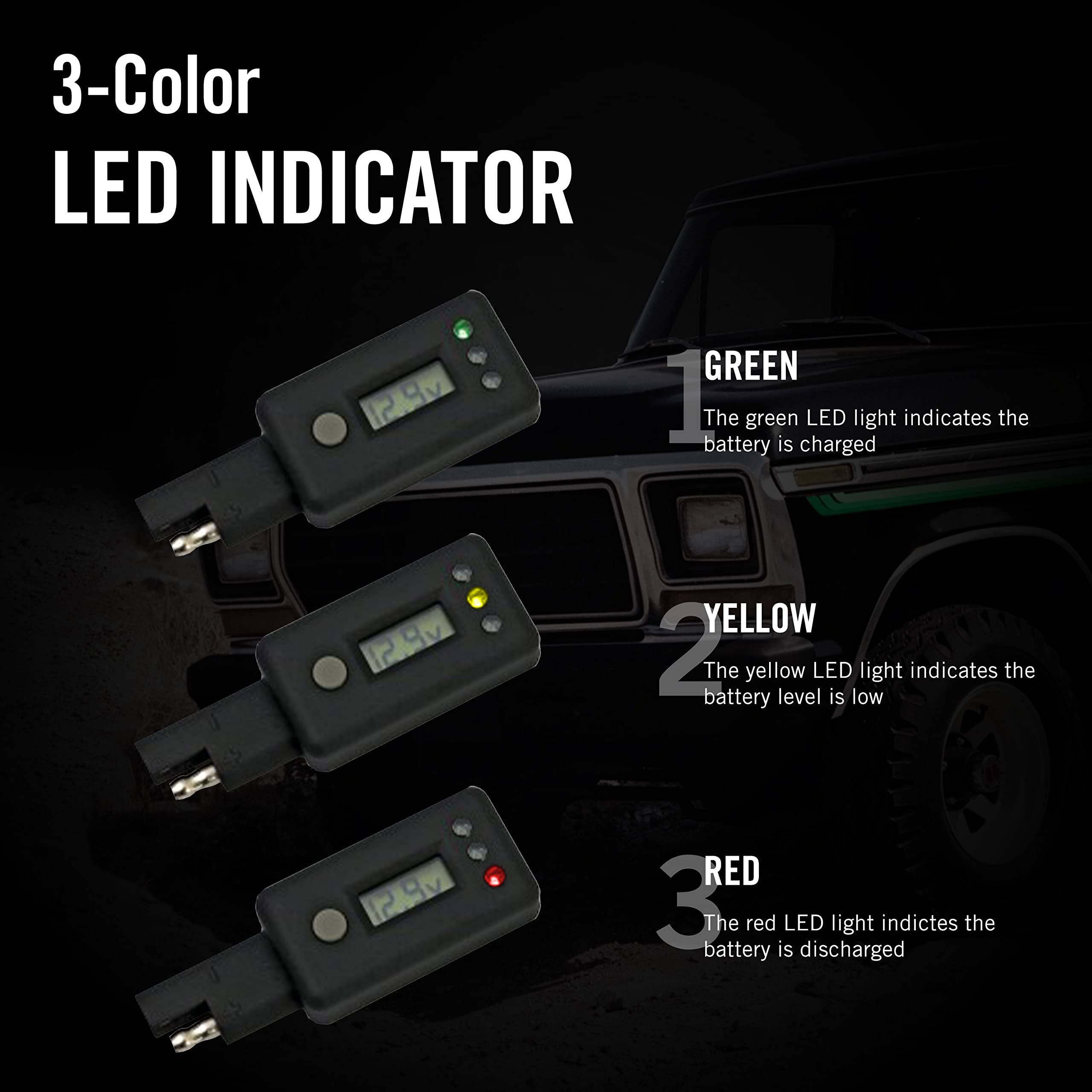 Battery Tender next to a ruler showing compact size for easy storage and portable monitoring