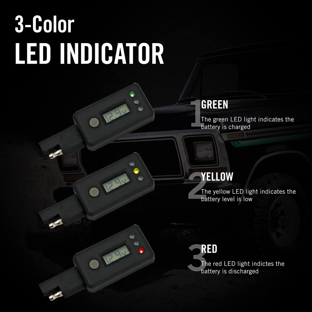 Battery Tender next to a ruler showing compact size for easy storage and portable monitoring