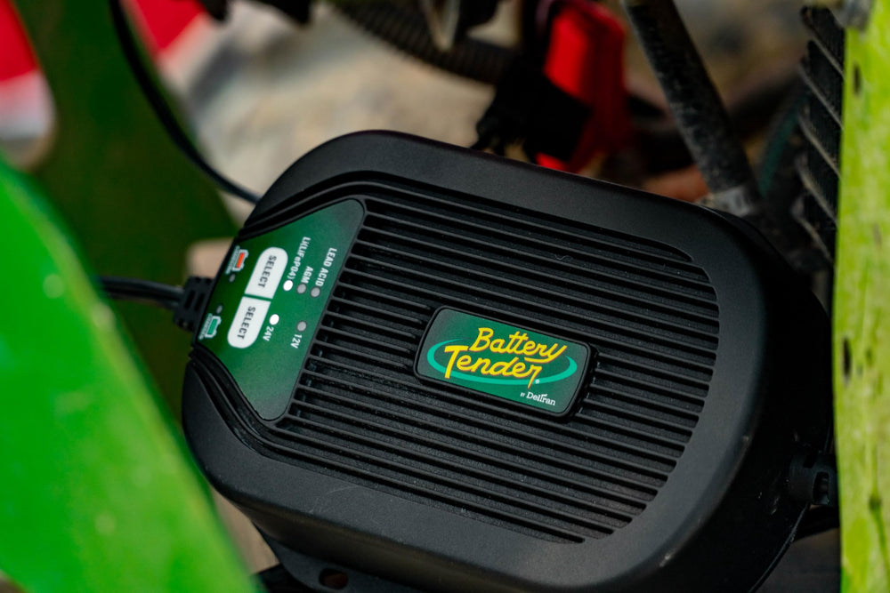 Battery Tender wiring connection detail with leads attached for safe installation benefit