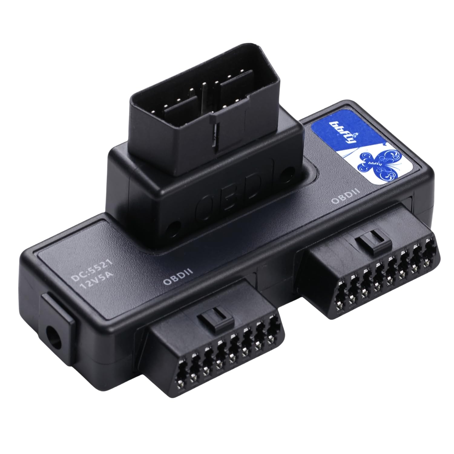 bbfly front view showing compact two-way splitter and neat dash fit