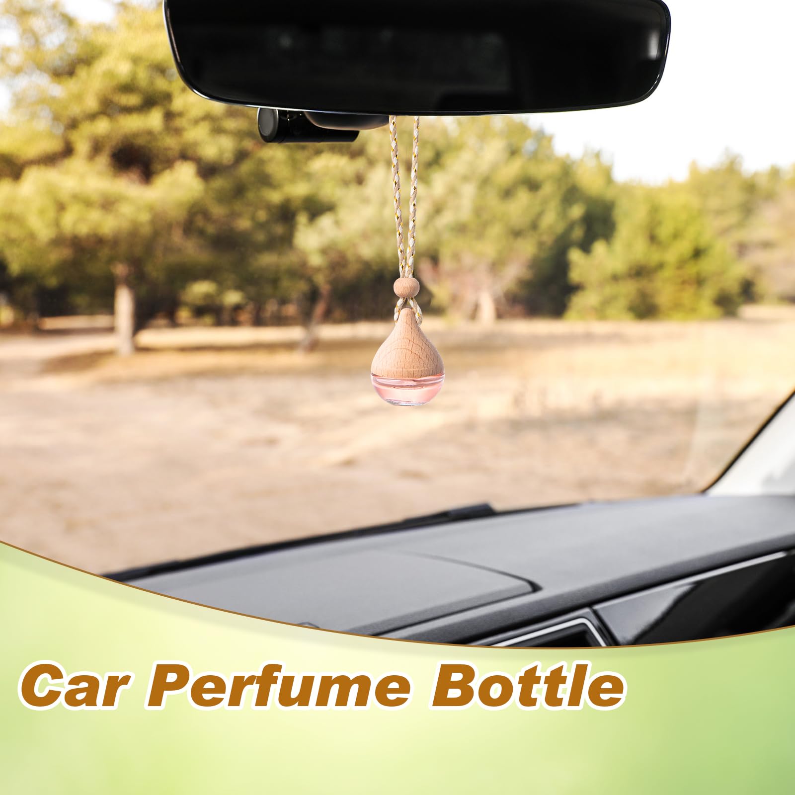 BBTO hanging bottle in car showing easy placement and continuous fragrance