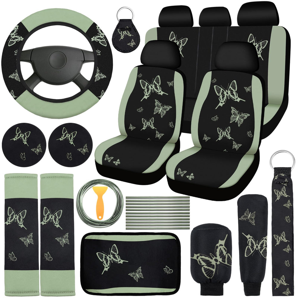 BBTO front seat covers butterfly design improves cabin style and protection