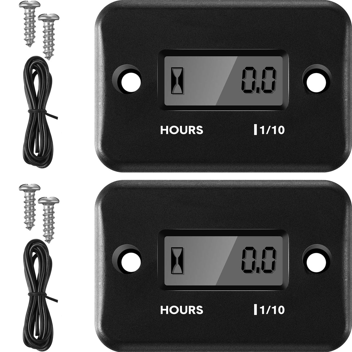 BBTO front view dual pack hour meters showing rugged housing and connectors