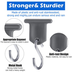 BBTO hooks installed in an RV awning roller channel for secure hanging